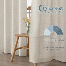 Chyhomenyc Natural Valance For Windows, Light Filtering Faux Linen Slub Textured Small Kitchen Valance, Neutral Top Window Short Curtain For Bathroom Basement Farmhouse, 60Wx16L Inch, 1 Panel,60inchWx16inchL(Packof1),Natural - Natural - 查看 3