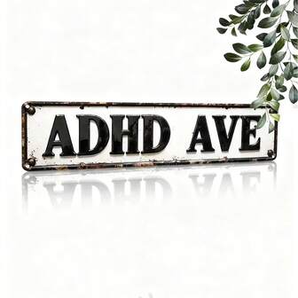 1 pieza Letrero de metal con estilo vintage ADHD AVE, cartel decorativo colgante de pared, multiusos para interior/exterior, hogar, habitación, bar, cafetería, garaje, decoración rústica, sin necesidad de electricidad, adecuado para varias festividades (estilo enviado al azar)