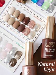 JR 6件套16毫升凝胶指甲油套装，包含猫眼红、粉色、裸色凝胶指甲油，UV/LED可卸指甲油，居家DIY礼品 - 彩色 - 查看 7