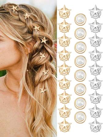 10pcs Women's Metal Five-Pointed Star Spiral Hair Clips, Mini Hair Accessories Decor For Buns, Suitable For Balls, Parties To Decorate Long Hair, Claw Clips, Hair Slide, Hair Barrettes