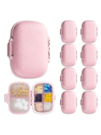 Initial Travel Pill Organizer,Daily Pill Box To Hold Vitamins, Small Pill Container For Pocket Purse Medicine Organizer