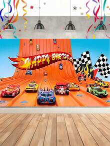 Hot Wheels Wheel Racing Car Backdrop, Party Decoration, Banner, Photography Backdrop, Suitable For Outdoor Dining Party, Birthday Party, Valentine's Day, Ramadan, New Year And Birthday Party Decorations - Multicolor - View 8