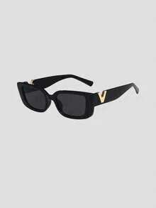 2025 V-Shaped New Style Fashionable Small-Frame Glasses For Women, Hip-Hop Style Rectangular Glasses - Black - View 7