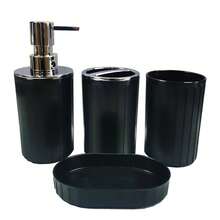 Bộ 4 món phụ kiện phòng tắm cao cấp, chất liệu nhựa và thép không gỉ, bao gồm chai sữa dưỡng thể, giá đựng bàn chải đánh răng, cốc đựng bàn chải đánh răng, khay đựng xà phòng, thích hợp làm quà tặng sinh nhật, tân gia, ngày lễ, Giáng sinh (Màu đen, trắng, xám, be) - Nhiều màu - Xem 19
