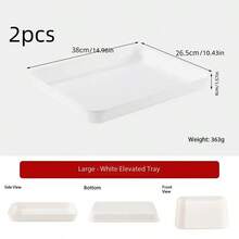 Bandeja de Servir de Plástico Resistente com Bordas, Não Quebra Facilmente, Prato para Exposição de Comida Marinada/Panela Quente, Uso Comercial, Adequado para Lanches, Frutas, Sobremesas - Ótimo para Cozinha, Festas e Organização de Armazenamento