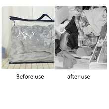透明衣物收纳袋，PVC材质，带加固提手，适用于收纳被子、毯子、床上用品、羽绒被等；透明搬家手提袋，带结实拉链；防水床上用品毯子包装袋；大容量旅行配件收纳袋；透明拉链收纳袋；透明拉链储物袋，适用于收纳衣物、床单等。 - 無色 - 查看 8