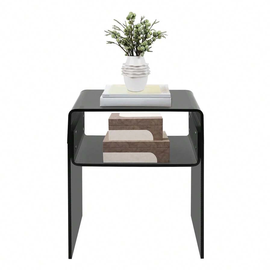 YUNRUX Modern Side Table, Acrylic Side Table, Side Table For Bedroom Living Room - 黑色 - 查看 1