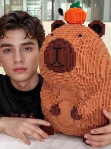 1pc Giant Capybara Building Blocks - Challenging Animal Series Construction Set, Creative Model Kit, ABS Puzzle Bricks Craft, Ideal For Halloween/Thanksgiving/Mother's Day/Christmas Gifts - Color - View 2