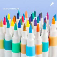 1 set de marqueurs de peinture acrylique, 12/48/80/120 couleurs de marqueurs de peinture acrylique, marqueurs acryliques, feutres acryliques, coloriage au feutre, marqueurs à alcool, fournitures d'art, fournitures scolaires pour étudiants, surligneurs, convient pour le bois, la canevas, la pierre, le verre, la céramique, marqueurs de coloriage, cadeau pour les artistes - Multicolore - Voir 3