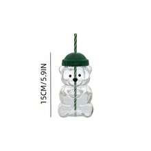 20oz Unlabeled Glass Bear Mug, Honey Bear Straw Cup With Lid, Cute Mug, Bear Duck Bill Cup For Coffee, Beer, Wine, Cocktail Beverages - Multicolor - View 2