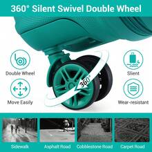 Lightweight 2 Piece Cabin Suitcase Set 20 Inch Carry On Luggage With Vanity Case ABS PC Hard Shell Spinner Wheels TSA Lock YKK Zipper For Travel - Teal Green - View 9