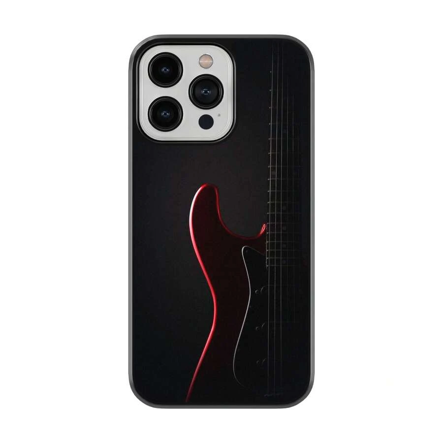Funda para Celular todos Guitarra Roja Silueta Musica Arte - Negro - Ver 1