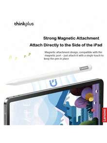 Lenovo BP16 High-Performance Tablet Stylus: Real-Time Battery Monitoring And Convenient Type-C Charging; Replaceable Tip; Aluminum Alloy Body; Learning And Business Writing Assistant. - White - View 2