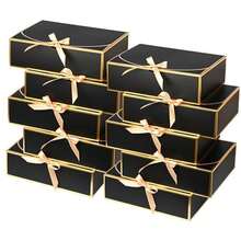 10pcs Black Edged Gift Boxes, 10.6 X 7.8 X 3.1 Inches (Approx. 27 X 20 X 8 Cm), Bridesmaid Proposal Boxes With Ribbon, Covered Gift Boxes For Mother's Day, Wedding, Birthday Party, Anniversary - Black - View 13