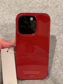 1 pieza Funda de teléfono a prueba de golpes de unicolor y simple compatible con iPhone 17 16 15 Pro Max 13 14 12 Pro Plus 11, funda de color caramelo de moda - Rojo - Ver 1