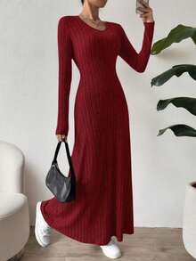 Pono Women's Autumn And Winter Fashion, Casual And Elegant, Christmas And New Year's Cross Year Fit, Waist Cinching, A-Line Long Sleeved Dress For Warmth, Autumn And Winter,Suitable For Christmas, Thanksgiving,