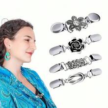 4pcs Vintage Sweater Shawl Clips, Retro Cardigan Collar Clips, Suitable For Girls - Multicolor - View 5