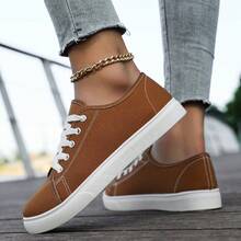 Women Lightweight Comfortable Low-Top Flat Casual Sports Shoes For All Seasons, Spring/Autumn Shoes For Women - màu nâu - Xem 5