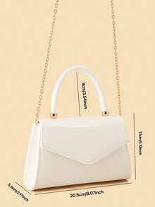 时尚纯色镜面手提包，优雅女士商务包，适合女性日常通勤、约会、派对、婚礼、晚宴和正式场合。可搭配婚纱、礼服、晚礼服和生日礼服。 - 白色 - 查看 8