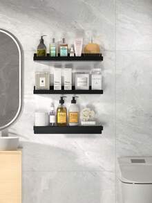 Acrylic Floating Shelves - 2 Packs Wall-Mounted Organizer, Bathroom Organizer, Kids Floating Bookshelf For Bathroom, Bedroom, Or Kitchen - Easily Installs With Adhesive (No Drilling Required) Or Screws (Drilling Required) - Modern Shelving - Multicolor - View 5