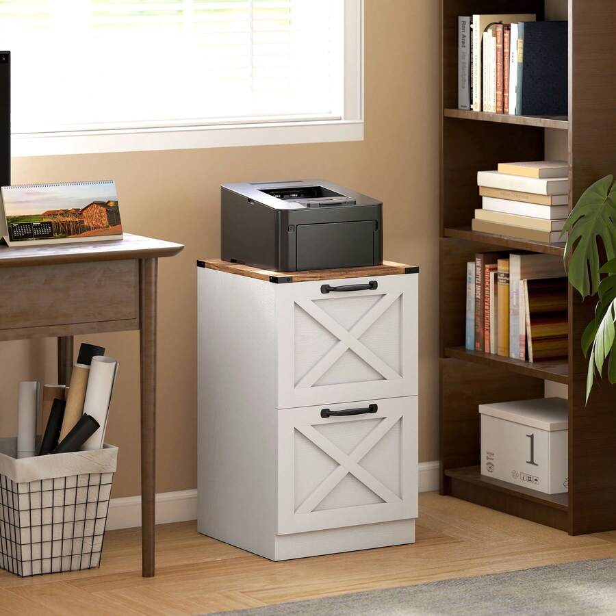 HOMCOM Filing Cabinets - White - View 1