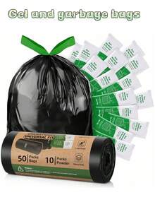 露营厕所袋和粪便凝胶套装。高品质便携式厕所袋内含露营厕所凝胶，可堆肥，适用于便携式厕所、露营、户外徒步、应急厕所、户外宠物狗粪便和尿液的卫生处理，宠物粪便凝胶硬化剂。8加仑垃圾袋适用于直径最大23厘米的垃圾桶。