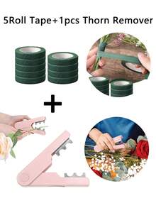 1 件玫瑰刺去除器 + 5 卷自粘园艺胶带，花茎叶刺剥离器，便携式园艺工具，用于花束茎雌蕊包裹花店 DIY 手工艺品用品，花茎清洁剂，花店花束装饰和包装胶带 - 彩色 - 查看 13