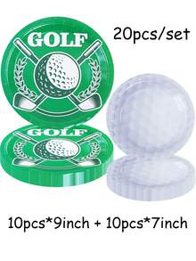 Golf-Themen Einweg-Papier-Tablett-Set, inklusive 9-Zoll und 7-Zoll Papier-Tassen-Servietten. Geeignet für verschiedene Anlässe wie Clubs, Partys, Picknicks, Hochzeiten, Baby-Partys, Abschlussfeiern, Familienbankette und Partyartikel. Geeignet für Küche und Esszimmer Dekoration sowie Partydekoration. Dies ist ein Set aus Empfangs-Papptellern und Einweg-Geschirr. Hochzeitsparty, Design.