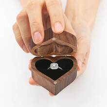 LETURE Wood Ring Display Box With Transparent Cover Single Slot 2 Slot, Heart Shaped Person.Alized Wooden Jewelry Box For Proposal Engagement Wedding Ceremony Anniversary (Black - 1 Slot),Black-1Slot - 黑-1槽 - 查看 8