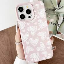 Simple Pen Line White Love Heart Lychee Pattern Mobile Phone Case Suitable For Apple 16promax//16plus/16/16pro/15promax/15pro/15plus/15/14/14Plus/14Pro/14ProMax/13/13Pro/13ProMax/12/12Pro/12ProMax/11/11Pro/11Pro Max - 1 cái - Xem 7