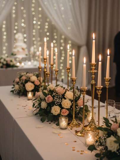 12 Pcs Elegant And Romantic European Candlelight Dinner Wedding Decorations, Center Candle Holders, Candlestick Holders, Room Decor, Candle Holder, Home Decor. Can Be Placed On The Living Room Coffee Table, Dining Room Table, Bedroom Nightstand, Serving As Both Candle Holders And Soft Decor Pieces.
