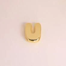 1 pieza Colgante de letra del alfabeto A-Z, Cuentas con agujero grande con inicial, Accesorio de joyería chapado en oro de 18K - Dorado - Ver 14