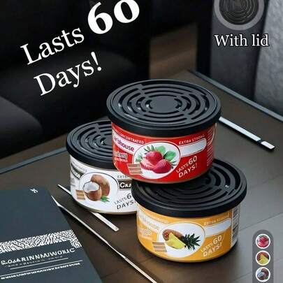 1pc Wood Fiber Air Freshener Gift Box, Fruit & Floral Scented, Long-Lasting Car Decor, Bathroom Air Freshener, Removes Pet Odor, Suitable For Home Decor, Christmas, Car, Closet, Toilet, Storage Room, Pet Area, Jasmine, Strawberry, Pineapple, Coconut, New Car, Lavender, Cherry, Vanilla Scents, Ideal For Mother's Day, Wedding Season, Music Festival, Summer Holiday