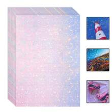 1/10/20/50/100张 A4 星形全息冷裱膜，PVC材质，透明闪光贴纸，防水，21.08x29.72厘米，星形图案，适用于DIY工艺品和剪贴簿 - 彩色 - 查看 9
