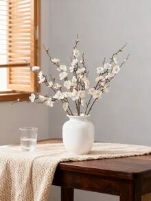 1/40 cành hoa mai giả bằng lụa, dài 22,83 inch, không cuống, kết cấu sống động như thật, thích hợp trang trí nhà cửa, bàn ăn, bó hoa cưới, tiệc theo chủ đề bãi biển, không kèm bình hoa, cây giả, trang trí nhà cửa, nhà hàng, phòng khách, sân vườn ngoài trời. - trắng - Xem 7