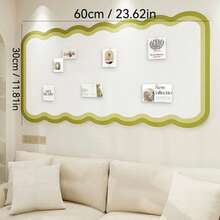 1个超大波浪形边框毛毡留言板，附赠约35个彩色图钉，多用途墙面装饰，适用于家庭、学校、办公室、照片展示、留言板、学习用品，适合圣诞节、万圣节、情人节、新年、生日庆祝活动。