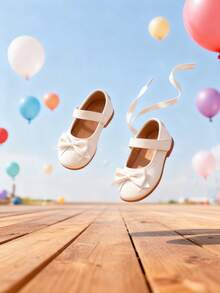 Nowe płaskie buty dziecięce, miękka podeszwa, antypoślizgowa konstrukcja, zdobienie kokardką, prosty styl, dziewczęce buty sportowe, wiosenno-jesienne buty do pracy, lekkie i wygodne, śnieżnobiałe buty - Beżowy - Zobacz 7