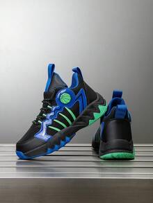 一双女士篮球鞋，舒适柔软，休闲运动鞋，多地形适用，四季皆宜，节日礼物，适合青少年和学生 - 黑藍綠 - 查看 8