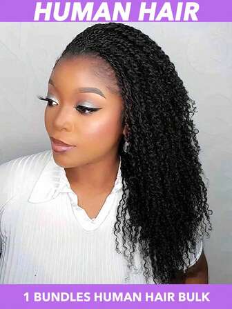 50g Extensiones de cabello humano a granel de estilo afro rizado - 8 10 12 14 16 18 20 pulgadas, cabello humano para rastas, trenzas y peinados, decolorable y teñible, color negro natural, perfecto para hombres y mujeres, ideal para el Día de San Valentín, el Día de la Madre y el peinado de primavera, peinado versátil, peluca de cabello realista, producto de cabello de calidad