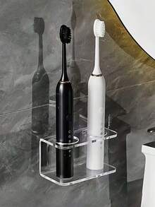 Wall-Mounted Electric Toothbrush Holder, No Drilling Design, Easy To Clean, Compact Size, Space-Saving, Multi-Function Storage Rack For Toothbrush, Toothpaste, Cosmetics, Bathroom Decor, Bathroom Storage, Home Decor - Gravel Toothbrush Holder/comb Holder - View 7