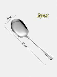 2 Packs Extra Large Stainless Steel Long Handle Serving Spoons | Durable Thickened Design, Suitable For Home, Hotel, Canteen, And Restaurant, 304 Stainless Steel