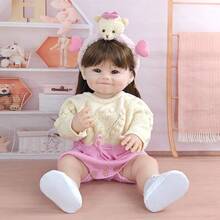 1pc About 22inch Full Body Vinyl Washable Reborn Doll 55cm Popular Cute Simulation Smiling Dolls High Quality Toys Perfect Birthday Gift - Multicolor - View 3