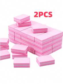 100pcs Nail Buffing Blocks, 100/180 Grit Mini Nail Buffers Sponge Double Sided Nail Files, Nail Care Tools For Acrylic Nails - Pink - View 11