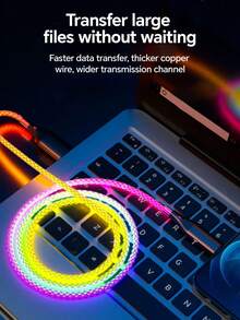 三合一 66W LED 流光快充充电线，耐用 TPE 充电数据线，兼容 14/13/12/11/Xs/Xr/8/7/6 和三星 S24 Ultra/S24/S23 Ultra/S23/S22/S21，兼容华为/小米系列，超强耐用高效充电线，新年圣诞礼物之选。 - 彩色 - 查看 6