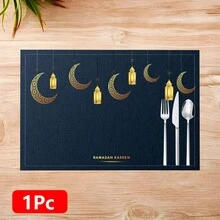 1/4/6 szt. lniane podkładki pod talerze z motywem latarenki Ramadan, błogosławieństwa Ramadanu, prezent na Ramadan, dekoracja Ramadanu, odpowiednie na stół jadalny, dekoracja całoroczna, zmywalne podkładki, wystrój domu, podstawki, maty na stół kuchenny, dekoracja na imprezy wewnątrz i na zewnątrz, wystrój domu, idealny prezent - Wielokolorowe - Zobacz 18