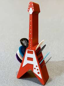 Suporte para Palhetas de Guitarra com 10 Ranhuras em Formato de V - Material de Plástico Durável, Design com 10 Ranhuras, Superfície Resistente a Arranhões, Ergonômico, Adequado para Guitarras Elétricas, Acústicas e Clássicas - Presente Ideal para Guitarristas, Essencial para Entusiastas de Guitarra, Produtos Relacionados a Guitarra, Acessórios de Guitarra, Caixa de Armazenamento de Palhetas de Guitarra - Multicolorido - Visão 6