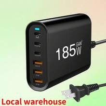 6-Port Charging Station For Multiple Devices: 185W GaN 3USB-A + 3USB-C Fast Charger – Portable Power Adapter | Local Warehouse Suitable For Multiple People Charging, Multiple Devices Charging, Home Charging Needs, And Office Desks Home Office - US A Type Plug(110-127V) - View 3