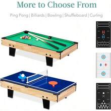Multi-Game Table Series – 4-In-1 & 11-In-1 Combo Game Tables With Foosball, Air Hockey, Billiards, Ping Pong & More For Home, Game Room & Rec Room - 11合1淺色木紋 - 查看 3