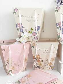 1个梯形礼品包装袋，纸花束手提袋 - 彩色 - 查看 5