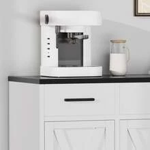 clóset Grande de 55 Pulgadas con Almacenamiento, 4 Puertas y 3 cajones, clóset de Almacenamiento de Cocina, Mesa de bufé para Comedor, Sala de Estar, Estante Ajustable - Blanco - Ver 5